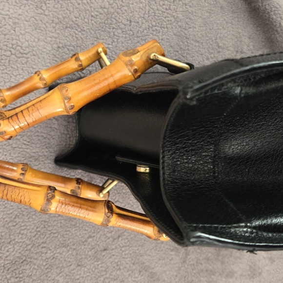GUCCI DIANA Black Leather Tote Bamboo Handles - Picture 6 of 17